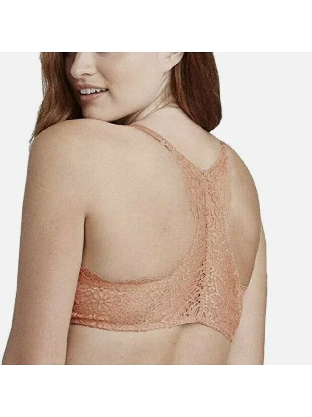2/$14 Auden Cosmic Rust Lace Plunge Push-Up Racerback Bra Size 32B NWT
